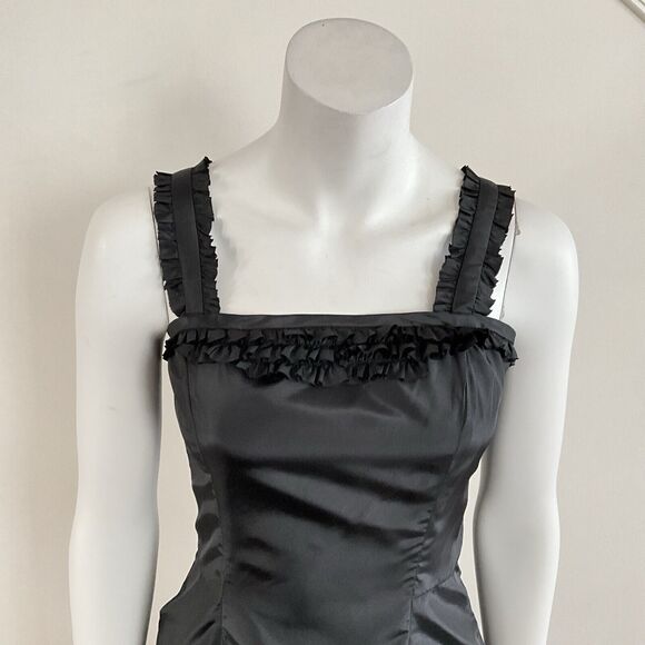 Betsey Johnson Black Cocktail Dress Bow Bustle Tail Rockabilly Goth Rocker 4 - Picture 5 of 11